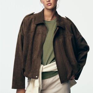 Viral Zara Brown Suede Effect Bomber Jacket